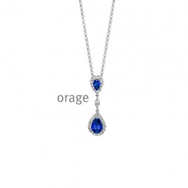 Collier entourage bleu en argent 925/1000 et zicon (AR141-AP130) [K/3155/50-A]