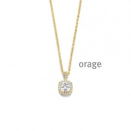 Collier plaqué or jaune avec pendentif entourage carré et zircon (AT007) [K/3176/45]