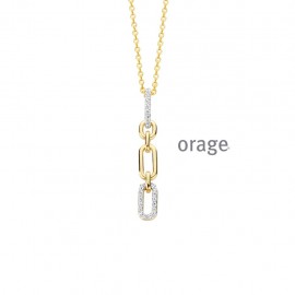 Collier plaqué or jaune avec pendentifs ovales en zircon (AT017) [K3505/45]