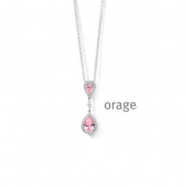 Collier argent 925/1000 avec pendentif rose en zircon (AT265) [K/3857/50-A]