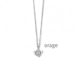 Collier coeur en argent rhodié 925/1000 et oxydes de zirconium - 45cm (AT211)