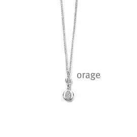 Collier en argent rhodié 925/1000 et oxydes de zirconium avec pendentif rond - 45cm (AT212)