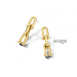 Boucles d'oreilles pendantes acier jaune 