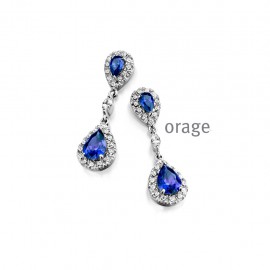 Boucles d'oreilles pendantes entourage en argent rhodié 925/1000 et zircone (AR142-AP132)