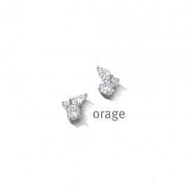 Boucles d'oreilles florales en argent rhodié 925/1000 et zircone (AT164)