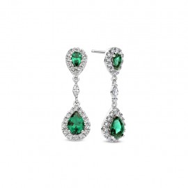 Boucles d'oreilles pendantes vert en argent 925/1000