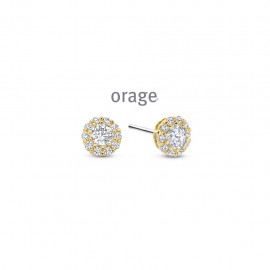 Boucles d'oreilles puces plaqué or jaune et zircon