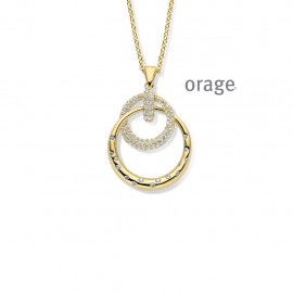 Collier double cercle plaqué or jaune et zircon