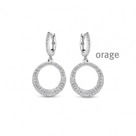 Boucles d'oreilles pendantes en argent rhodié 925/1000 et zircon