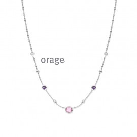 Collier rose en argent rhodié 925/1000 et zircon