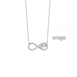 Collier infinity coeur en argent rhodié 925/1000 et zircon