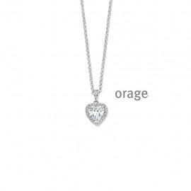 Collier cœur blanc en argent rhodié 925/1000 et zircon