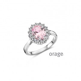 Bague entourage rose en argent rhodié 925/1000 et zircon (52-60) [AW059]