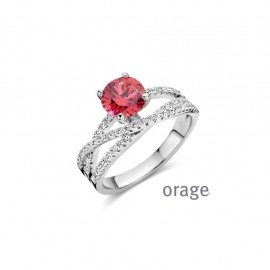 Bague en argent 925/1000 avec zircon rouge (52-60) [AW081]