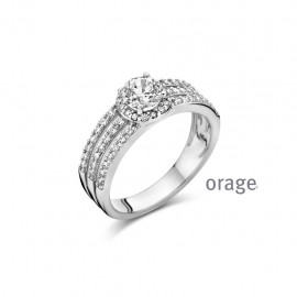 Bague en argent rhodié 925/1000 et zircon (52-62) [AW181]