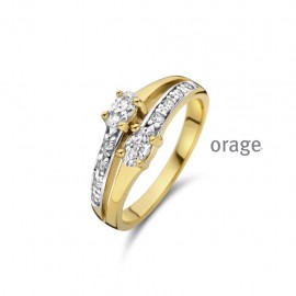 Bague plaqué or jaune et zircon (52-60) [AW289]