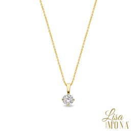 14K Or Jaune solitaire Collier 4-griffe cz 4mm