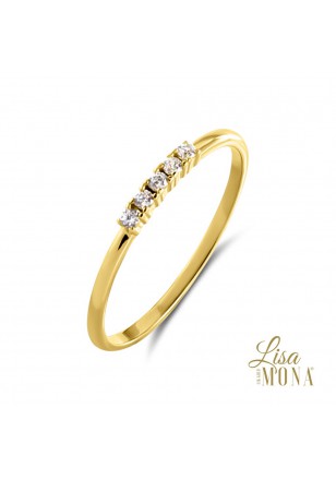 Bague en or jaune 14K avec zircon [LMG0695]