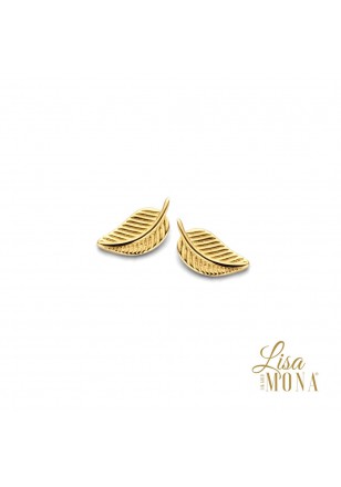 Boucles d'oreilles feuilles en or jaune 14K