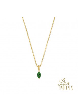 14K Or Jaune Collier zircon vert marquise 