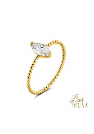 14K Or Jaune Bague zircon [LMG0682]