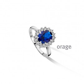 Bague entourage en argent 925/1000 et zircon bleu (50-64) [AS427-AP133]