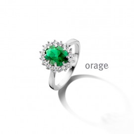 Bague entourage en argent 925/1000 et zircon vert (52-60) [AS424]