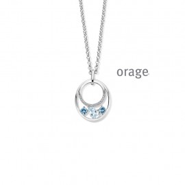 Collier en argent 925/1000 rhodié et topaze bleu (AW010)