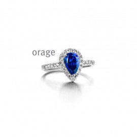 Bague entourage en argent et zircon ovale bleu (50-60) [AR143]