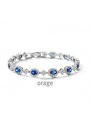 Bracelet zircons bleus en argent 925/1000 - 18cm [A/3829/18-A]