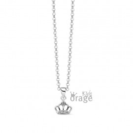 Collier couronne en argent rhodié 925/1000 et zircone (K1666-K1416)