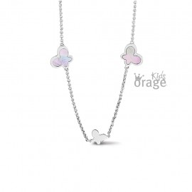 Collier papillon nacre violet en argent rhodié 925/1000 (K1986-AP222)