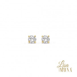 14K Or Jaune Boucles d'oreilles solitair 4-griffe cz 3mm (LMG0189)