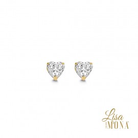 14K Or Jaune Boucles d'oreilles coeur cz 4mm (LMG0211)