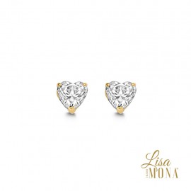 14K Or Jaune Boucles d'oreilles coeur cz 6mm (LMG0212)