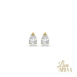 14K Or Jaune Boucles d'oreilles zircone 4*3mm (LMG0217)