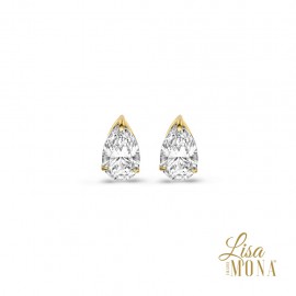 14K Or Jaune Boucles d'oreilles cz 8*5mm (LMG0218)