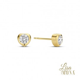 14K Or Jaune Boucles d'oreilles zircone 4mm (LMG0464) 