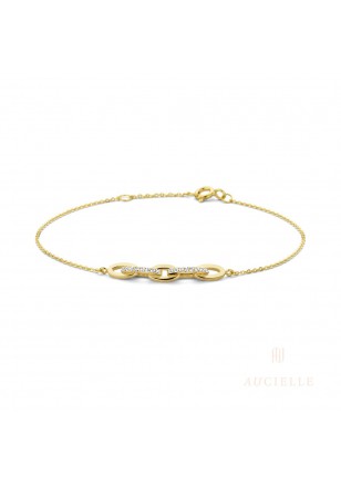 Bracelet Or Jaune 18K 16+2cm Oxyde de zirconium