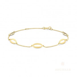 Bracelet ovale Or Jaune 18K 16+2cm