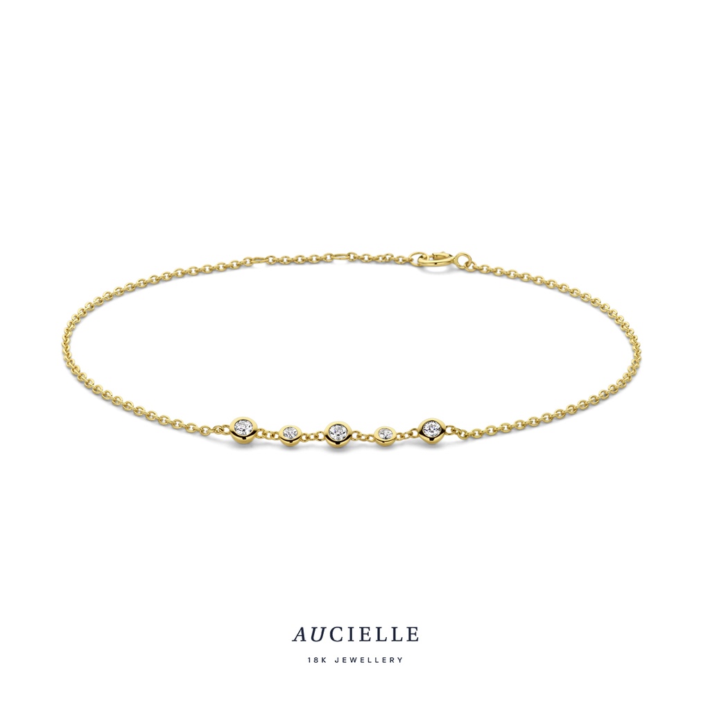 Bracelet Or Jaune 18K 16+2cm Oxyde de zirconium