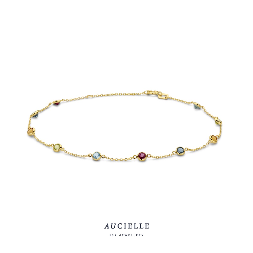 Bracelet Or Jaune 18K 18+2cm Oxyde de zirconium