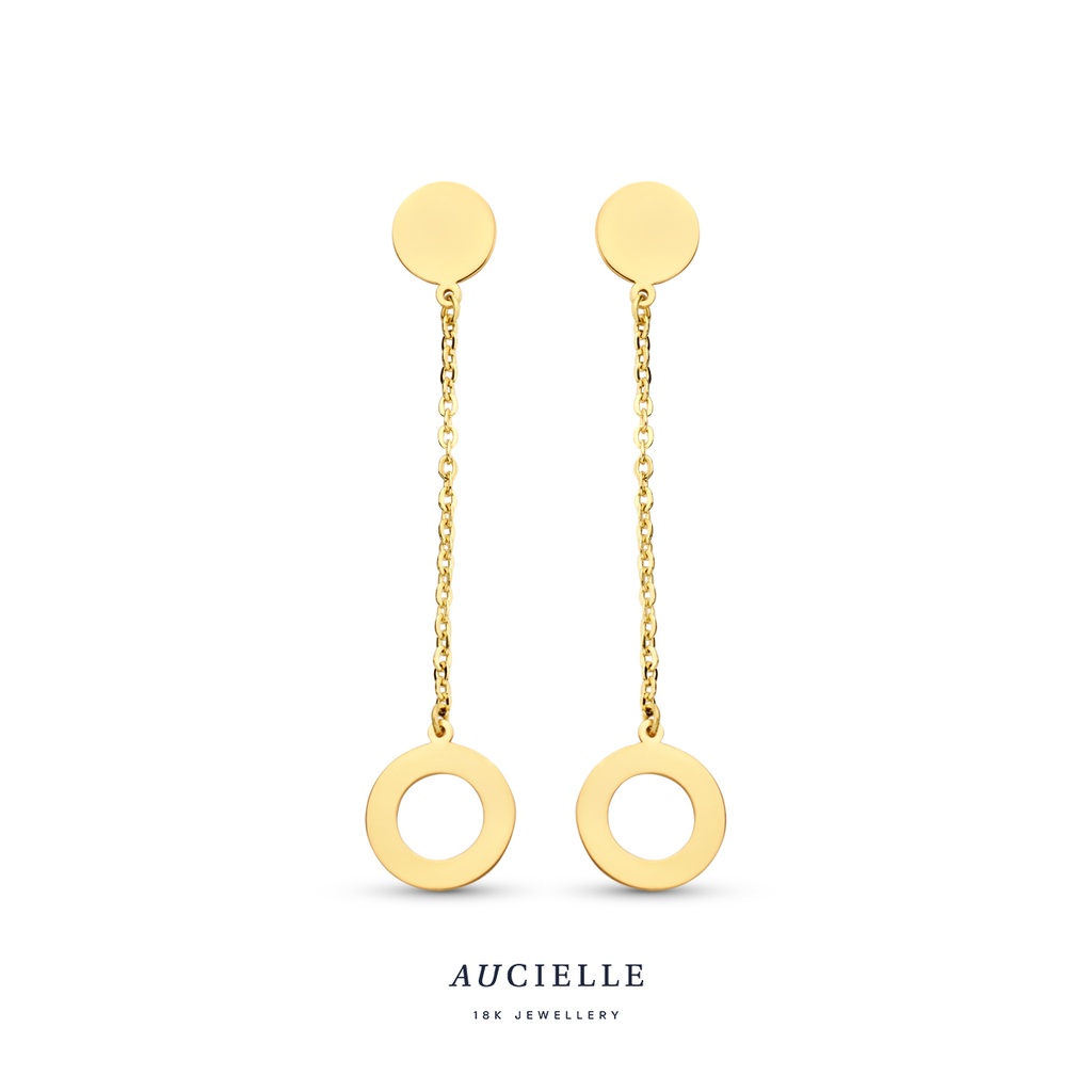 Boucles d'oreilles Or Jaune 18K pendantes rond