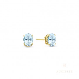 Boucles d'oreilles Or Jaune 18K topaze bleue