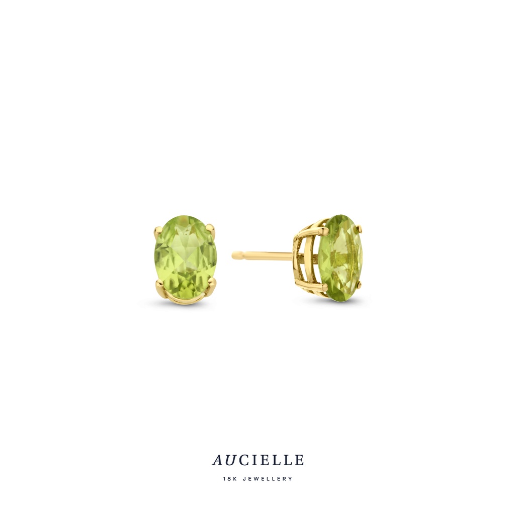 Boucles d'oreilles Or Jaune 18K péridot vert