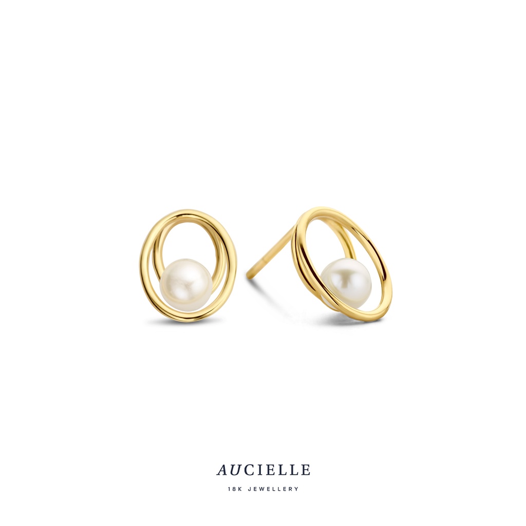 Boucles d'oreilles Or Jaune 18K perles