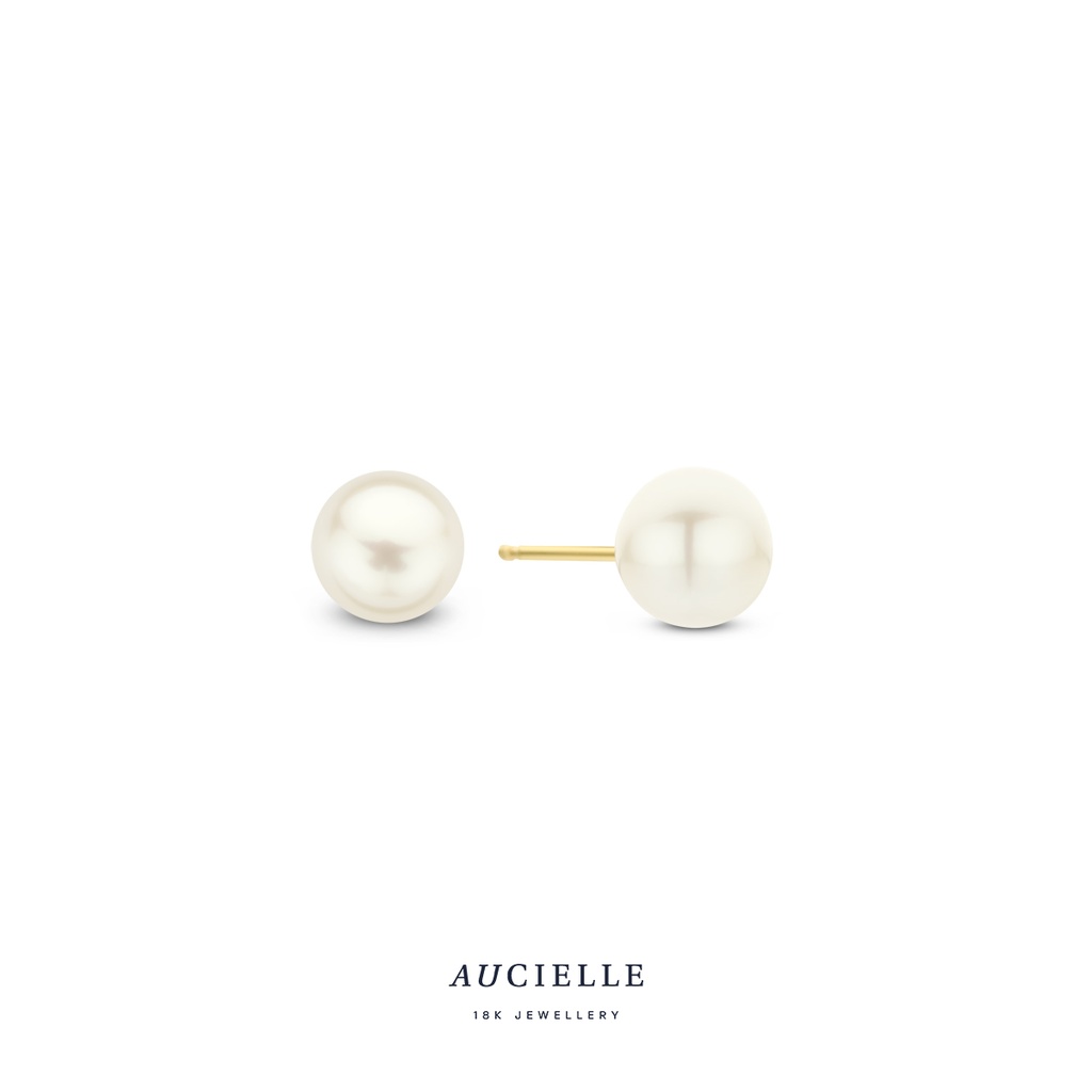 Boucles d'oreilles Or Jaune 18K perles 5mm