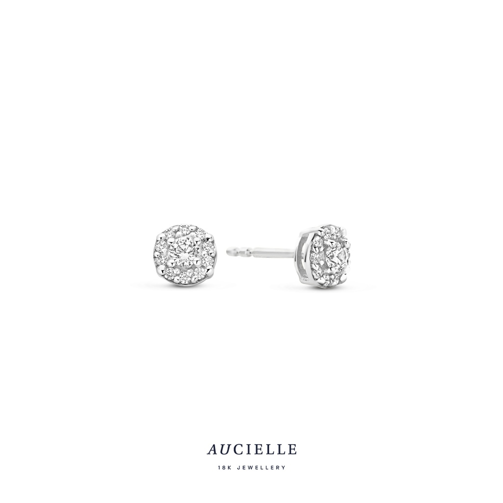 Boucles d'oreilles Or Blanc 18K Oxyde de zirconium