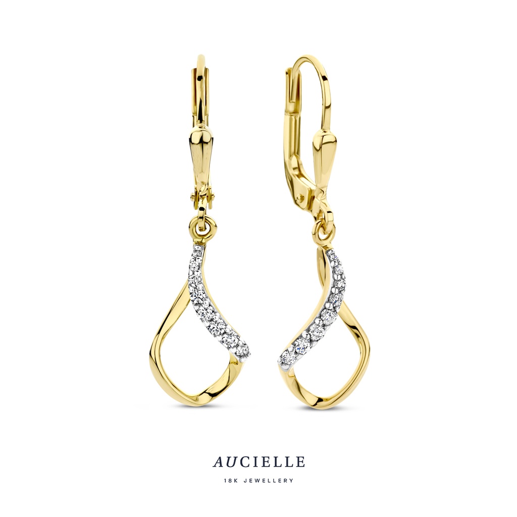 Boucles d'oreilles pendantes Or Jaune 18K Oxyde de zirconium