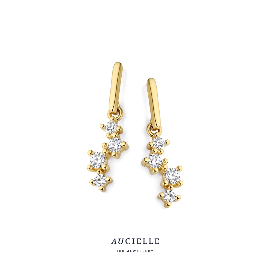 Boucles d'oreilles pendantes Or Jaune 18K Oxyde de zirconium